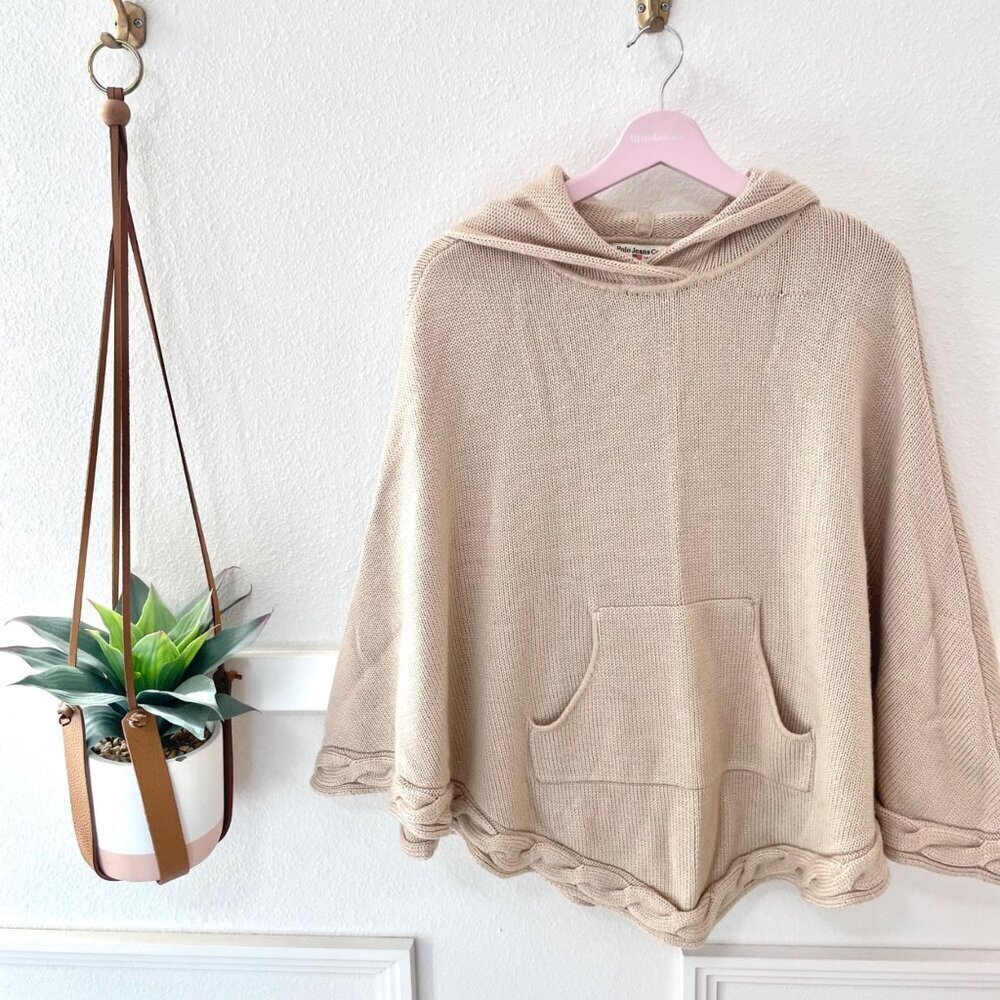 Polo Jeans Company Ralph Lauren Tan Wool Blend Poncho One Size